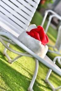 Christmas beach Wedding Santa Hat on Lounger