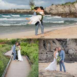 Maui Wedding Photographer captures Wedding couple on Ironwoods Beach