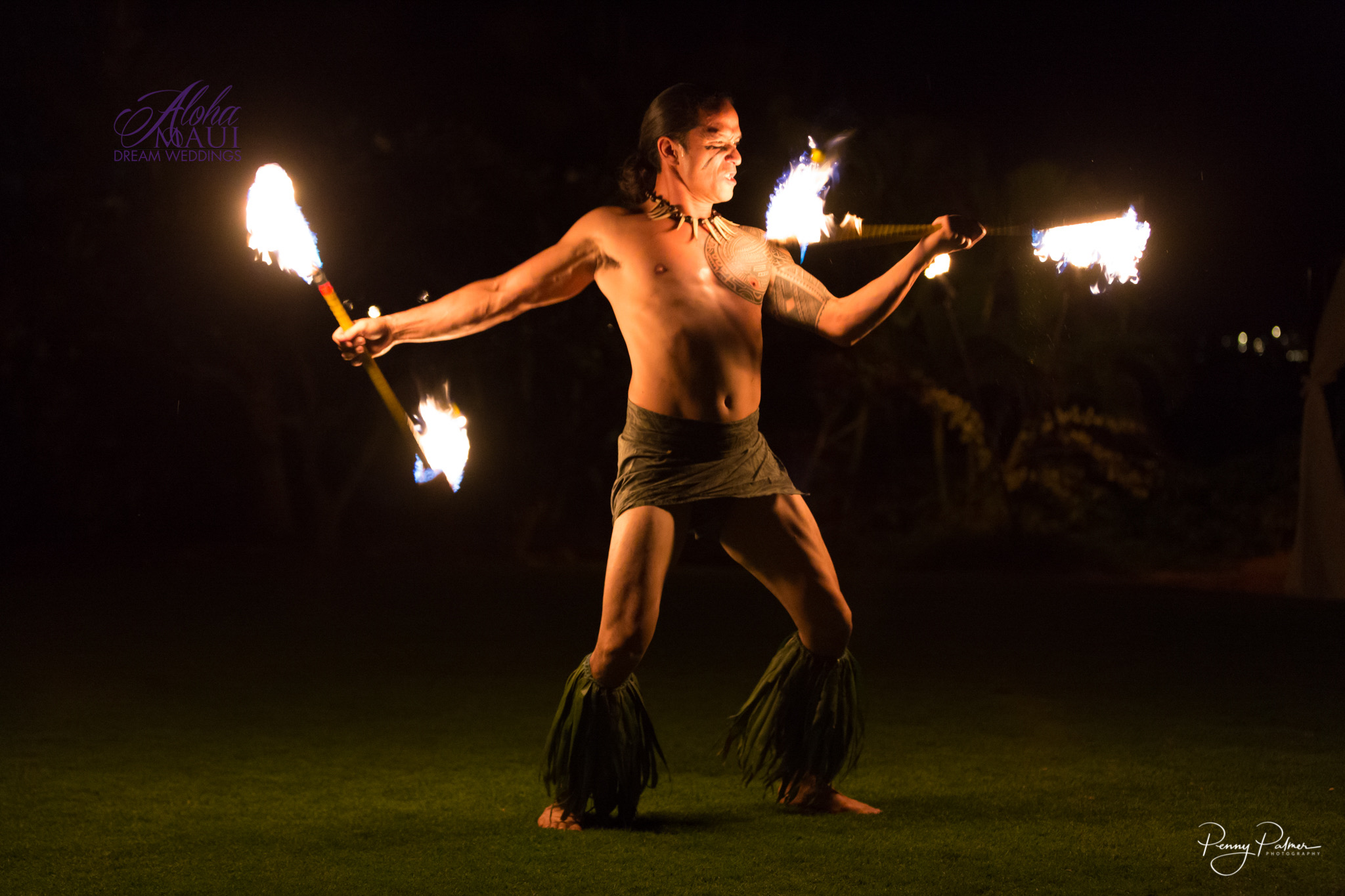 Fire Dancer of Manutea Nui E & photo by Penny Palmer Photography