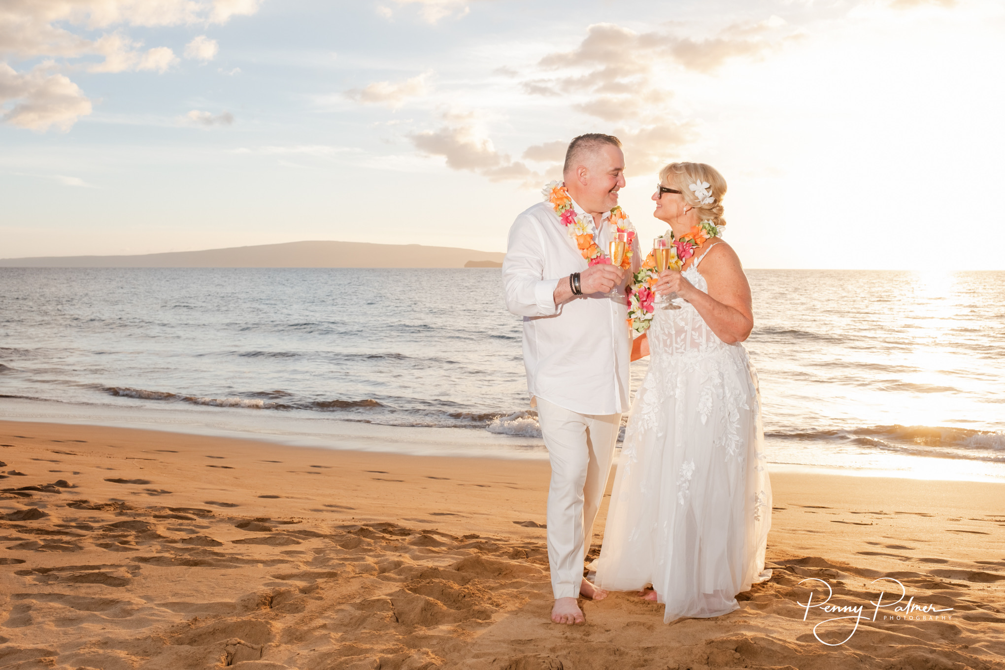 Maui beach vow renewal ceremony with couple